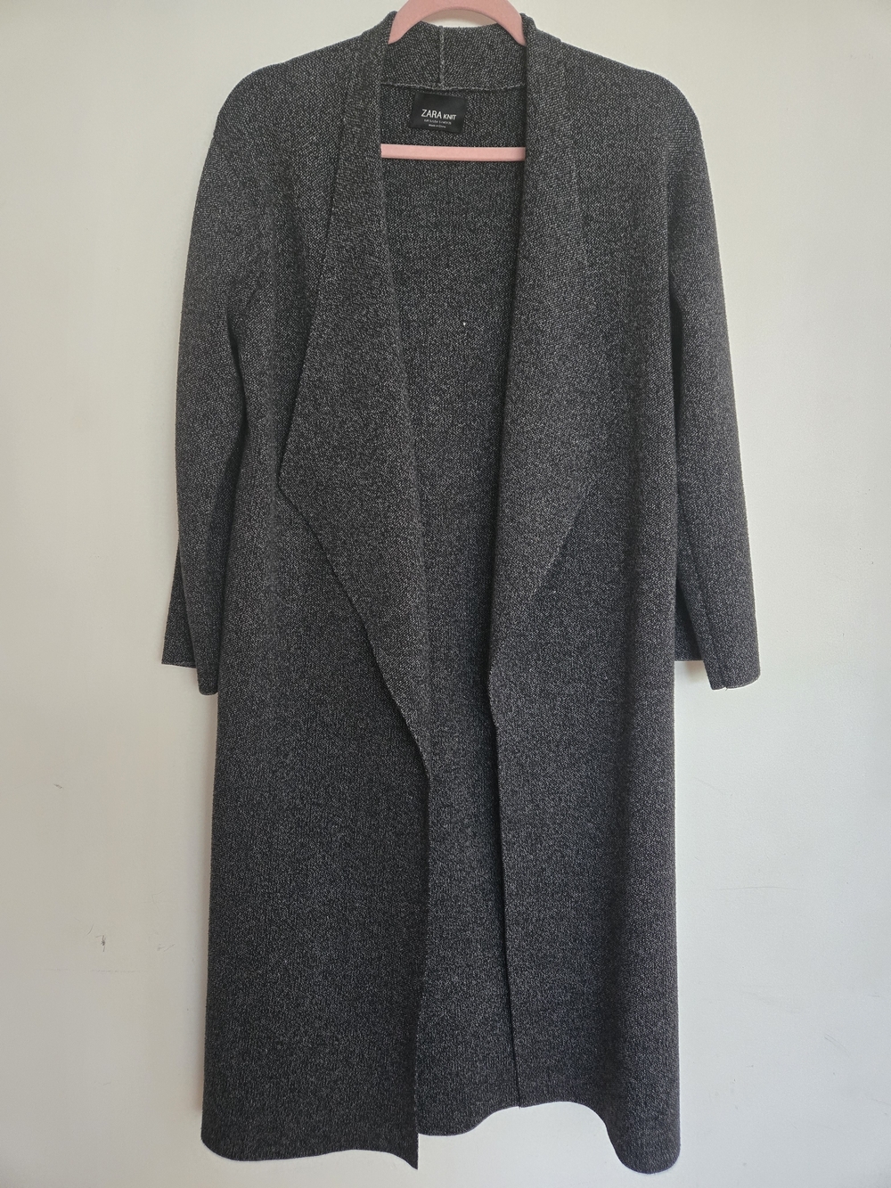 Zara Knit Open-Front Cardigan in Charcoal Heather